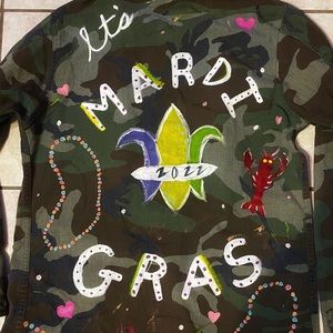 Custom made Mardi Gras Season military jacket. Can make custom per order also!